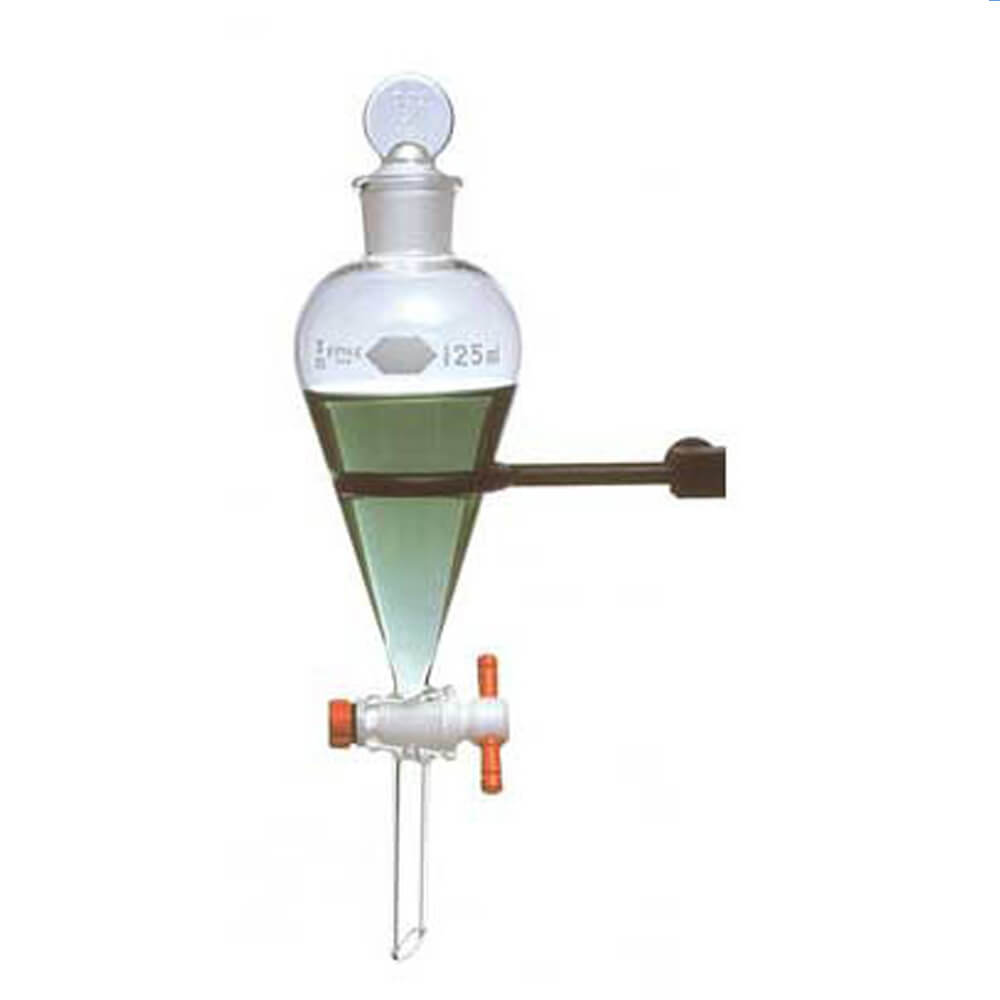 Funnels, Separating, Pear shape,straight bore glass key stopcock, I/C stopper, made of low expamsion 3.3 borosilicate glass