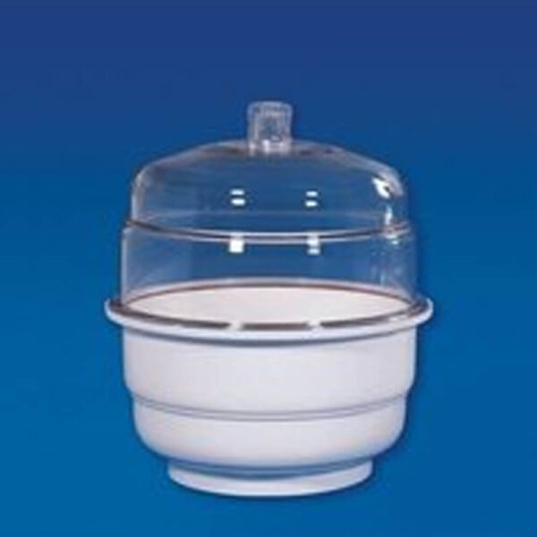 Dessicators, Simax with blue HDPE knob top, porcelain plate, made of low expansion 3.3 borosilicate glass
